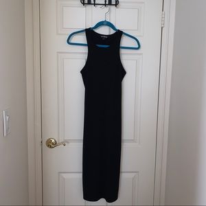 EXPRESS black sleeveless high-neck midi fitted stretch sheath dress